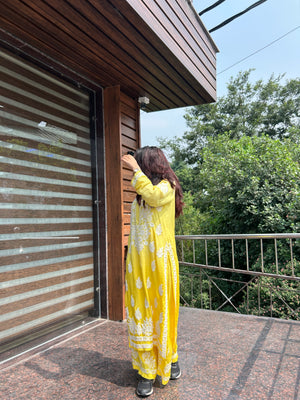 Saili Muslin kurta palazzo set- yellow