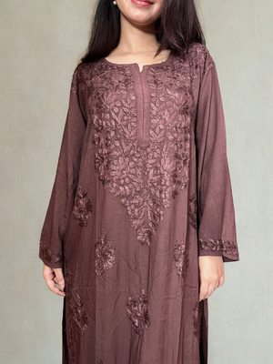 Aisha Premium Rayon kurta- brown