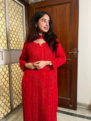 Rashmi Viscose georgette kurta Set with dupatta - Red