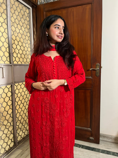 Rashmi Viscose georgette kurta Set with dupatta - Red
