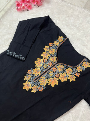 Ziya Kashmiri Short woollen kurti- Black