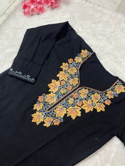 Ziya Kashmiri Short woollen kurti- Black