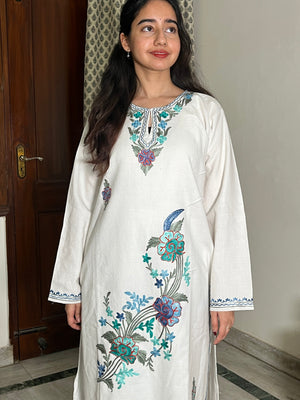 Tisha woollen kurta set- white
