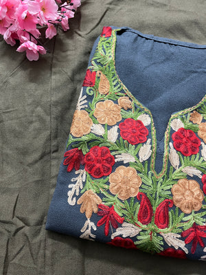 Noor Aari Woollen Pheran- Grey