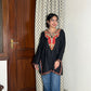 Sejal Kashmiri Short Cotton kurti- Black