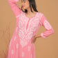 Rayon Chikankari Kurta Palazzo - Pink