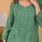 Chanderi Mukaish Chikankari Long Kurta - Green