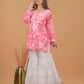 Mulmul Cotton Print Short Kurta- Pink