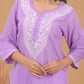 Cotton Chikankari Short Kurta-Purple