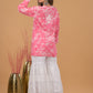 Mulmul Cotton Print Short Kurta- Pink