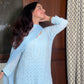 Zoya Viscose Cutdana suit set- Ice blue
