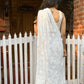 White Chikankari embroidered saree