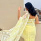 Yellow Chikankari embroidered saree