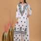 Rayon Chikankari Kurta Palazzo - White/Black