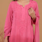 Rayon Chikankari Women's 3 PC Long Kurta Set - Pink