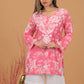 Mulmul Cotton Print Short Kurta- Pink