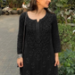 Yasmin modal chikankari kurta set- Black