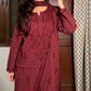 Saira Cotton Farshi suit set in Burgundy Red