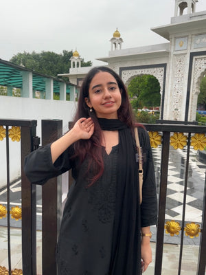 Tina Rayon Tone Coord Set- Black