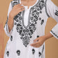 Rayon Chikankari Kurta Palazzo - White/Black