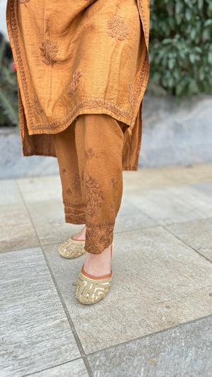 Chanderi Silk Pastel Kurta Set- Yellow