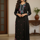 Yasmin modal chikankari kurta set- Black