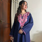 Saira Kashmiri cotton Aari Kurta Set- Navy Blue
