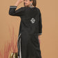 Cotton Chikankari Short Kurta- Black