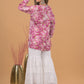 Mulmul Cotton Print Short Kurta- Dark Pink
