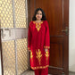 Kashmiri Woollen kurta set- Red