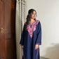 Saira Kashmiri cotton Aari Kurta Set- Navy Blue