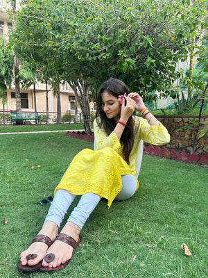 Ruhani Chanderi silk kurta- yellow