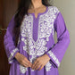 Jhanvi Chikankari Rayon Kurta- Puple