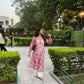 Zoya Kota cotton print Chikankari Kurta- Pink