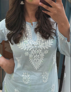 Seher Mulmul short kurti- Blue