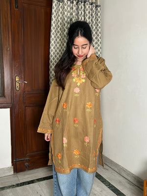 Kusum Kashmiri Short woollen Pheran - Beige
