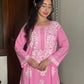 Jhanvi Chikankari Rayon Kurta- Pink