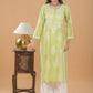 Chanderi Chikankari Long Kurta - Green