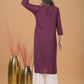 Chanderi Chikankari Long Kurta - Mauve