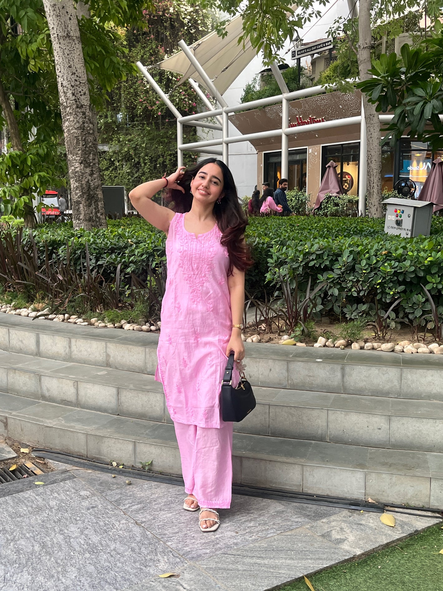 Seher Chanderi sleeveless Pastel Kurta Set- Pink