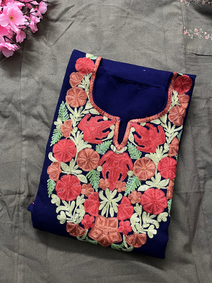 Noor Aari Woollen Pheran- Royal Blue