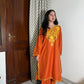 Saira Kashmiri cotton Aari Kurta Set- Rust Orange