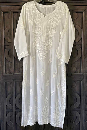 Divya Modal Chikankari Kurta- White