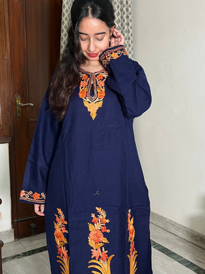 Tisha kashmiri aari woollen kurta set - Blue
