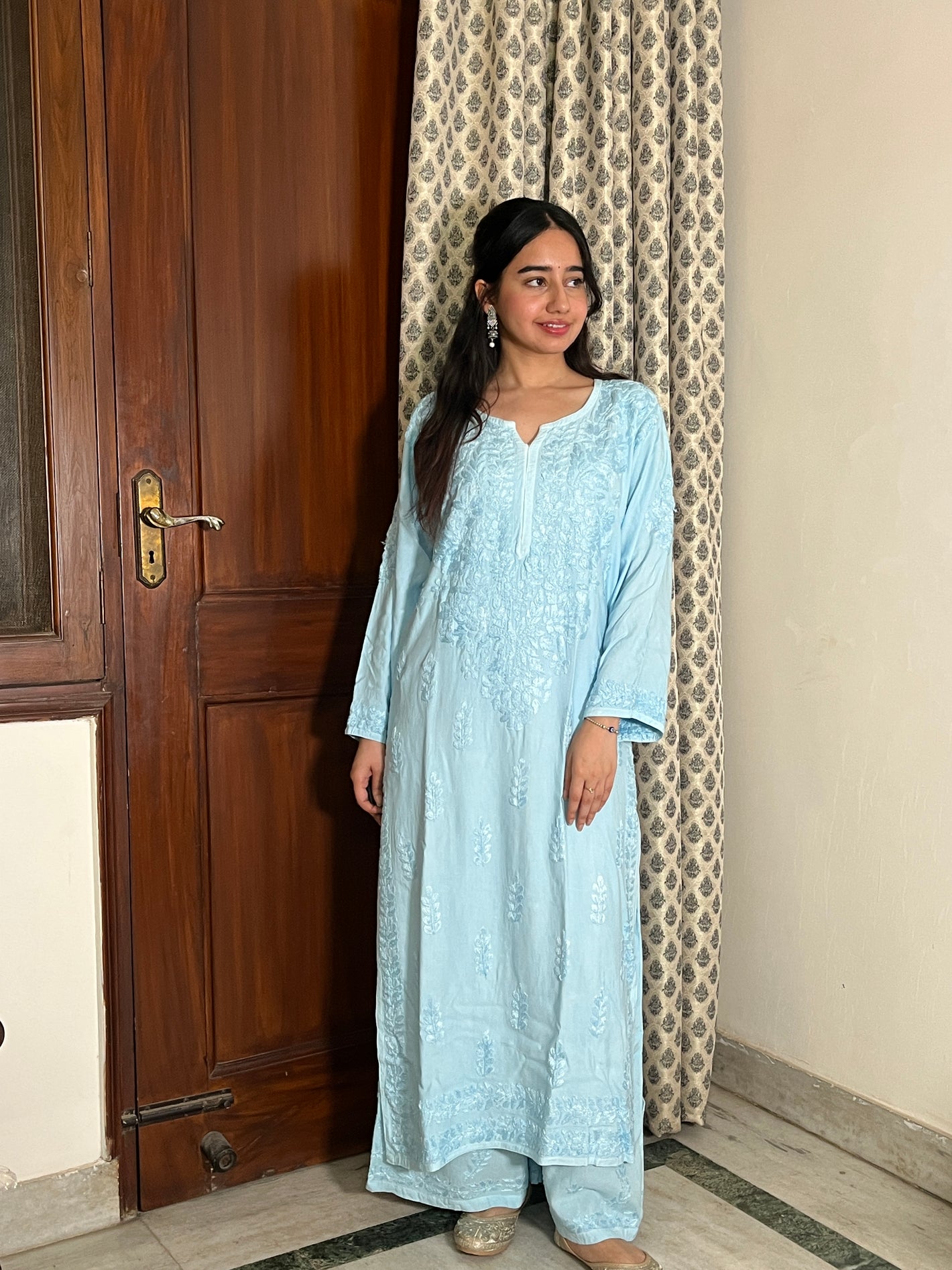 Yamini Premium Rayon Tone Kurta Set- Blue