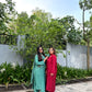 Falak Chanderi Buta Kurta set- Red
