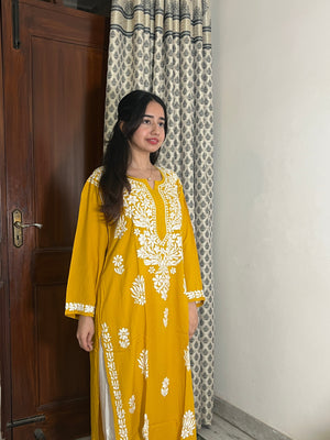 Jhanvi Chikankari Rayon Kurta- Yellow