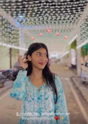 Disha mulmul chikankari Kurti- Teal