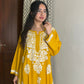 Jhanvi Chikankari Rayon Kurta- Yellow