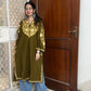 Kashmiri Aari Woollen Pheran- Olive Green